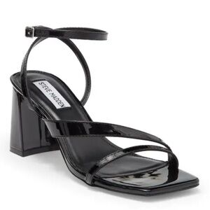 Steve Madden black patent leather strappy block heel sandals women Size 9.5M